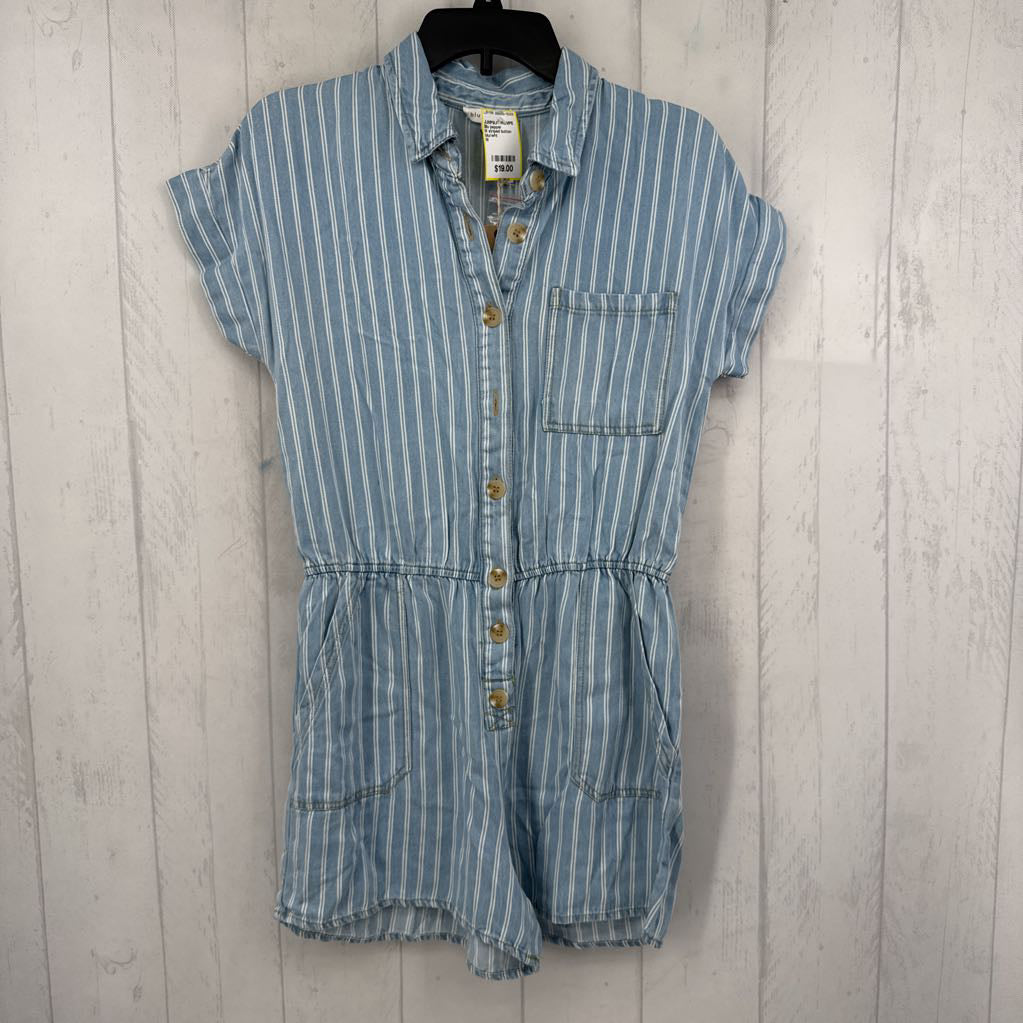 M striped button down s/s romper