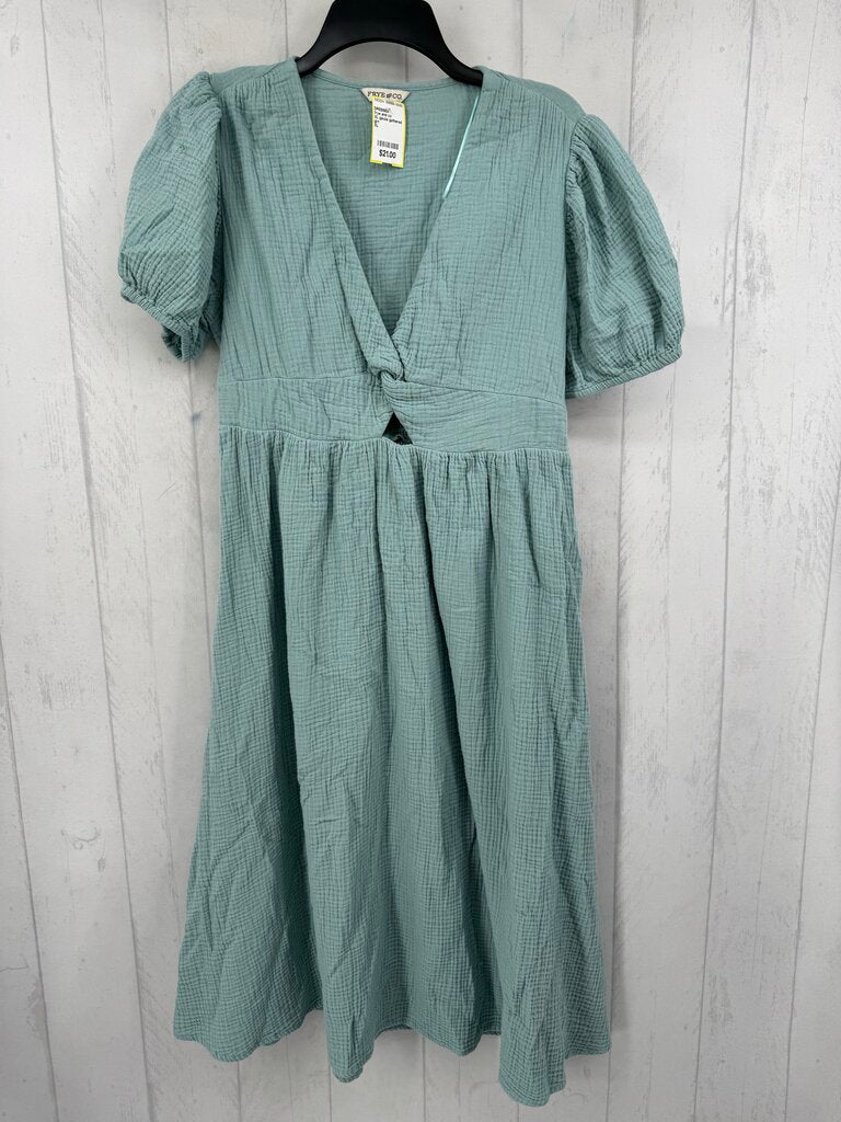 XL gauze gathered s/s dress