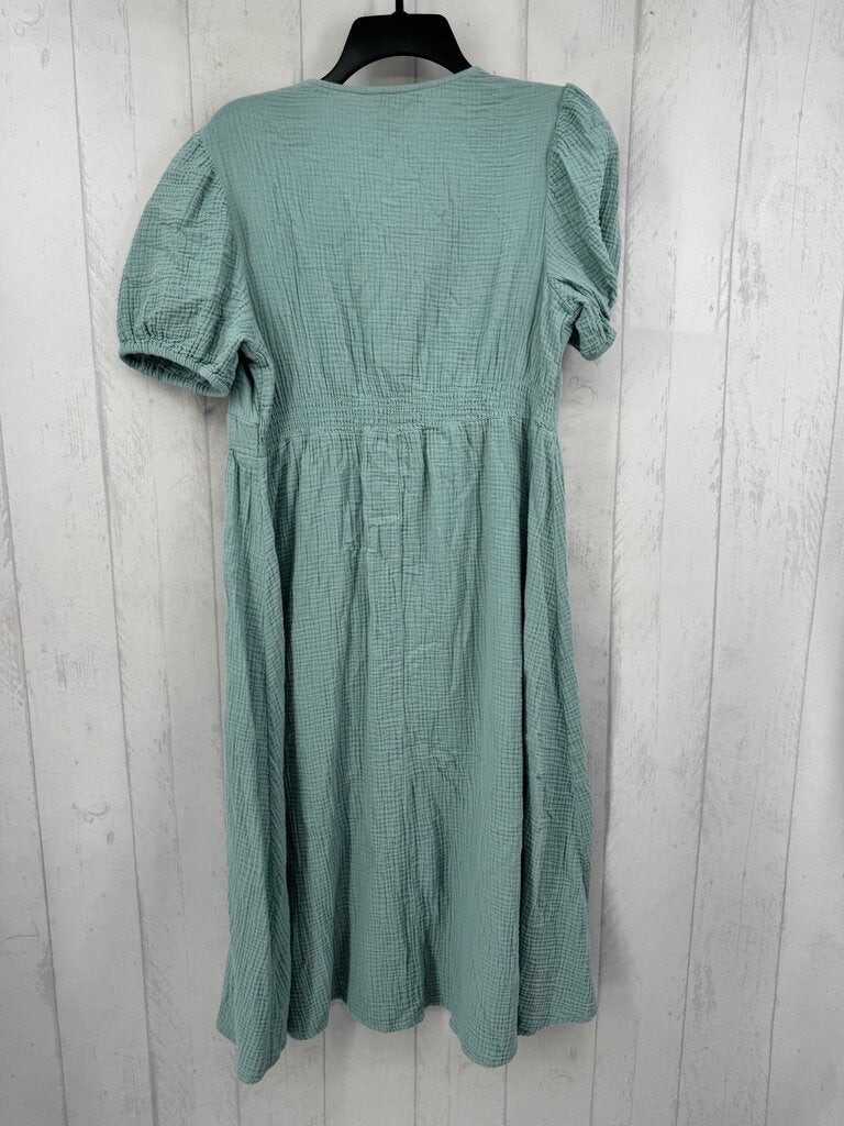XL gauze gathered s/s dress