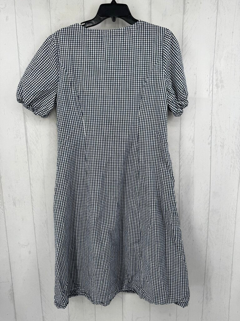 14 gingham print v-neck s/s dress
