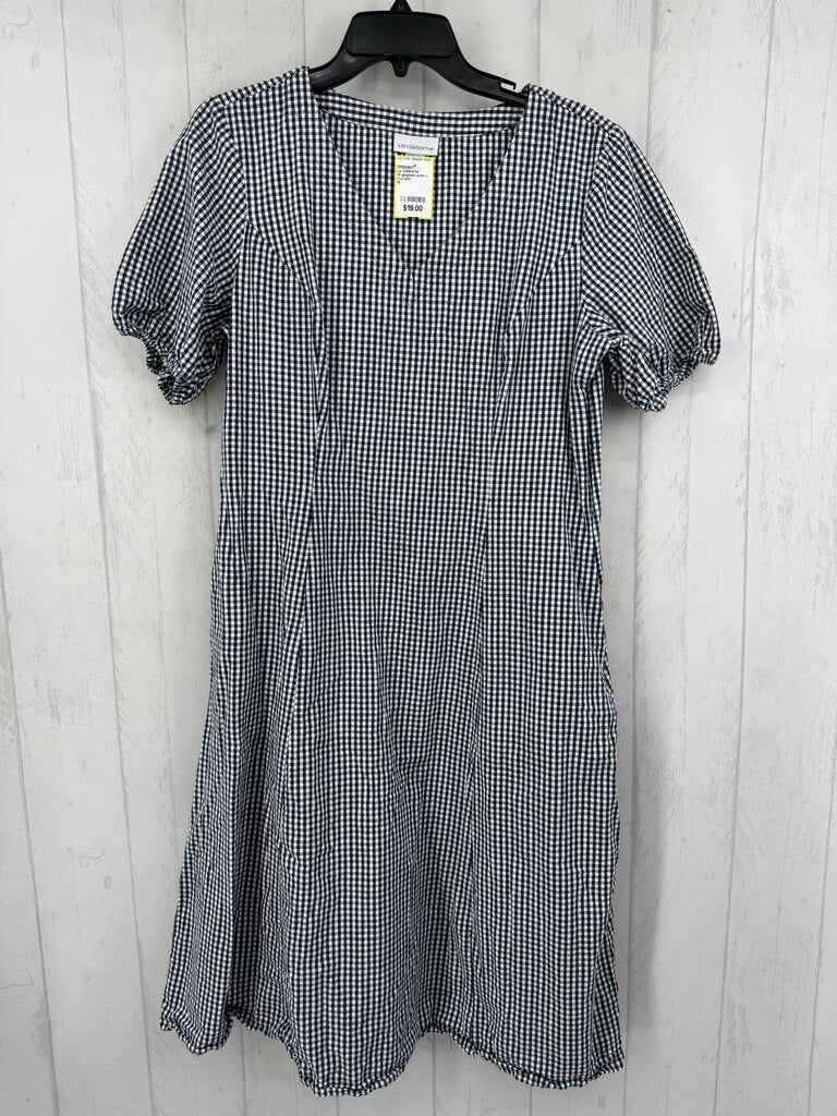 14 gingham print v-neck s/s dress