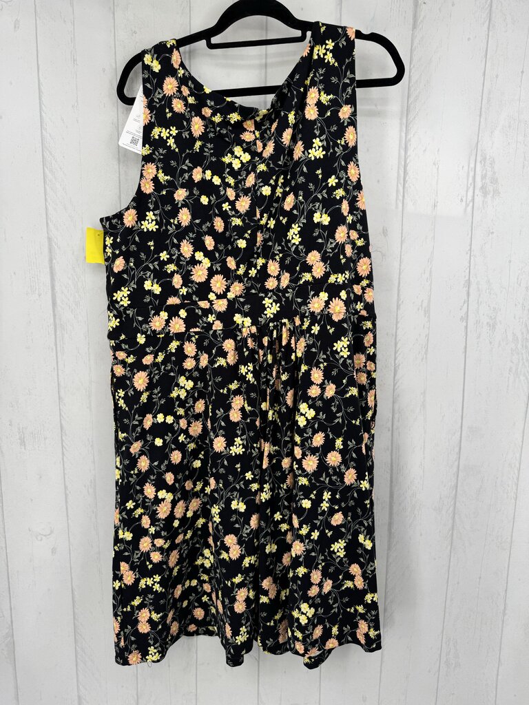 2X flo print crossover slvls dress
