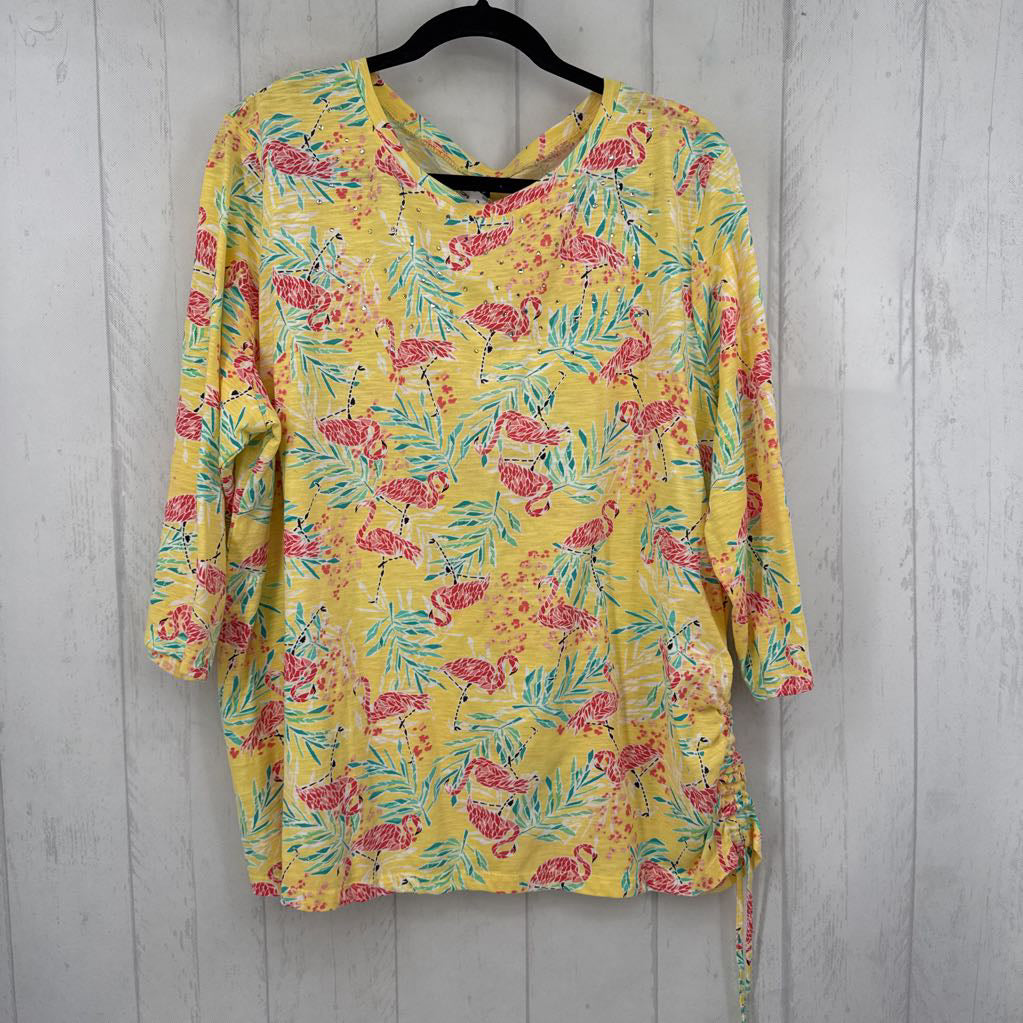 3X printed v-neck 3/4 slv tee