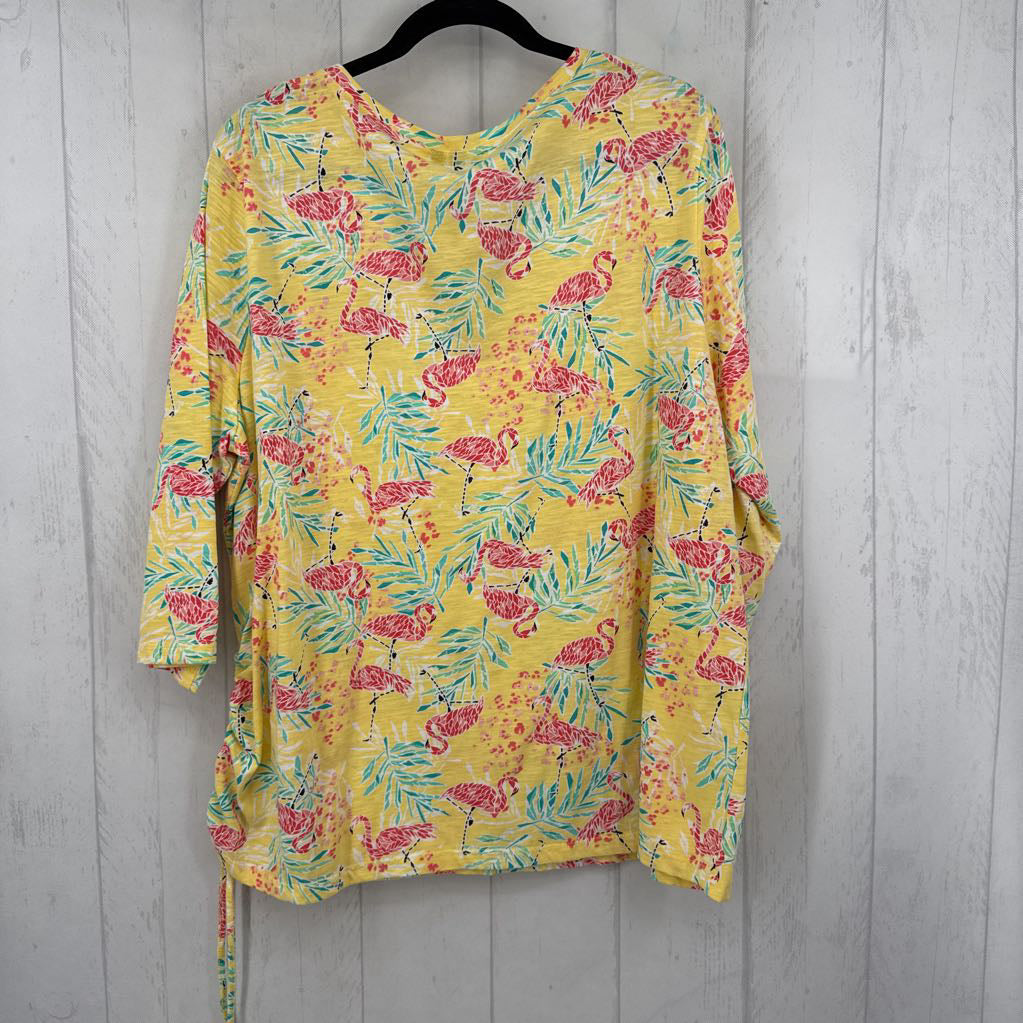 3X printed v-neck 3/4 slv tee