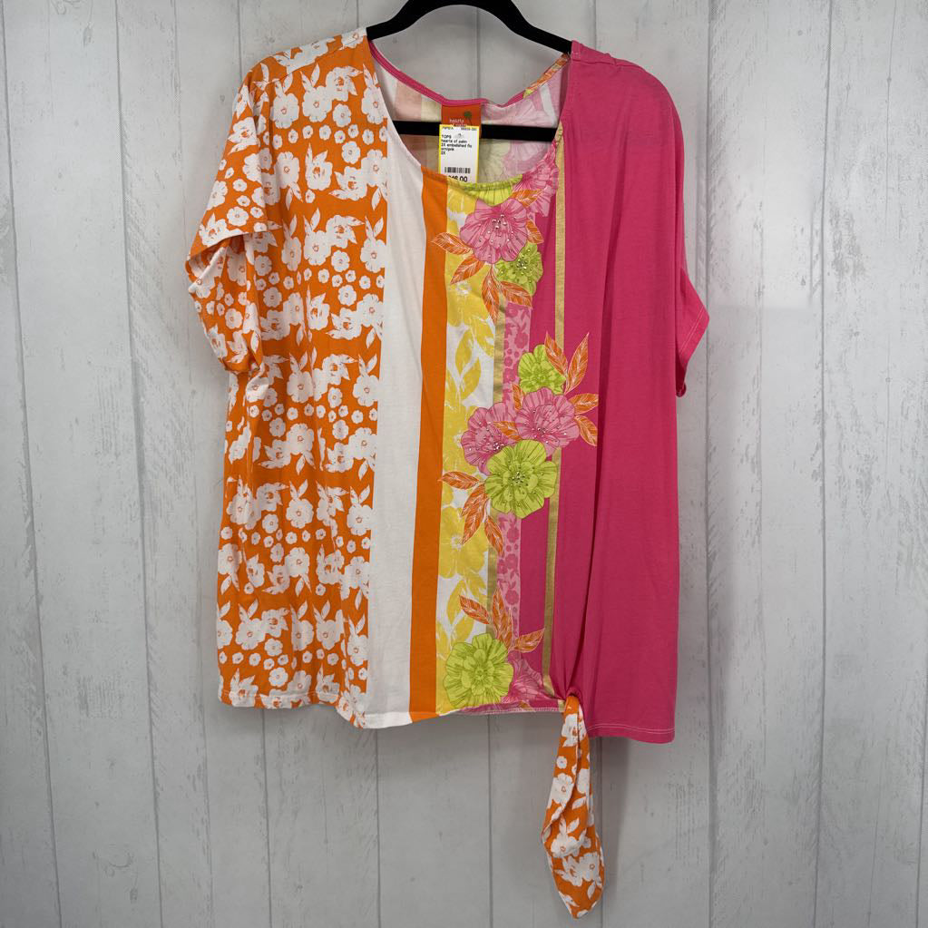 2X embelished flo print s/s tee