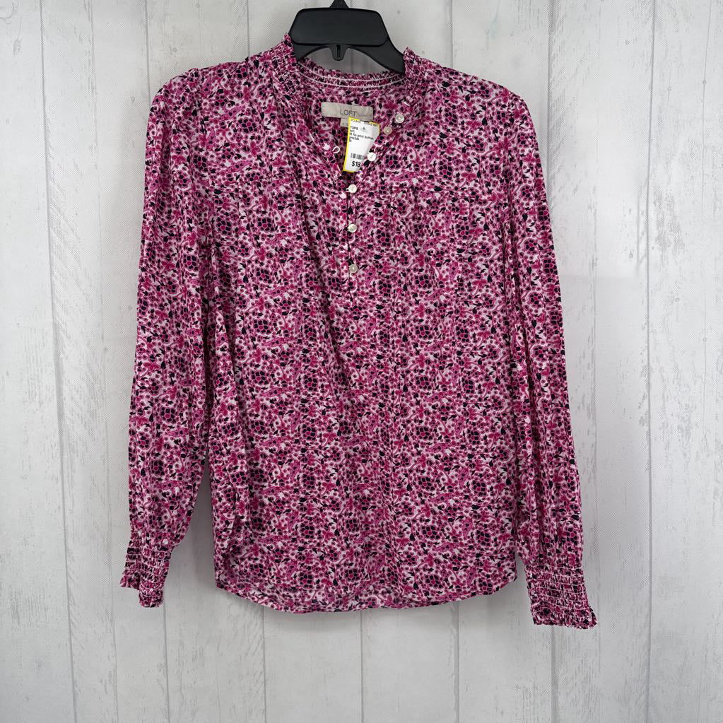 M flo print button down l/s top
