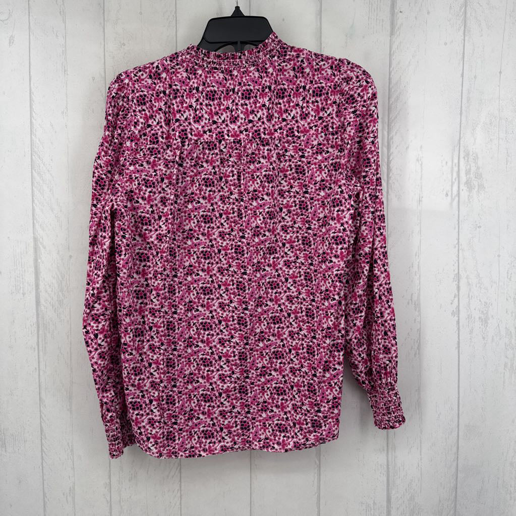 M flo print button down l/s top