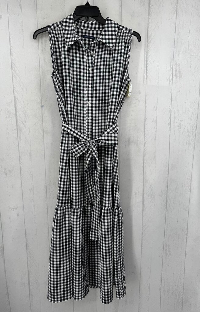 XL gingham print belted slvls dress
