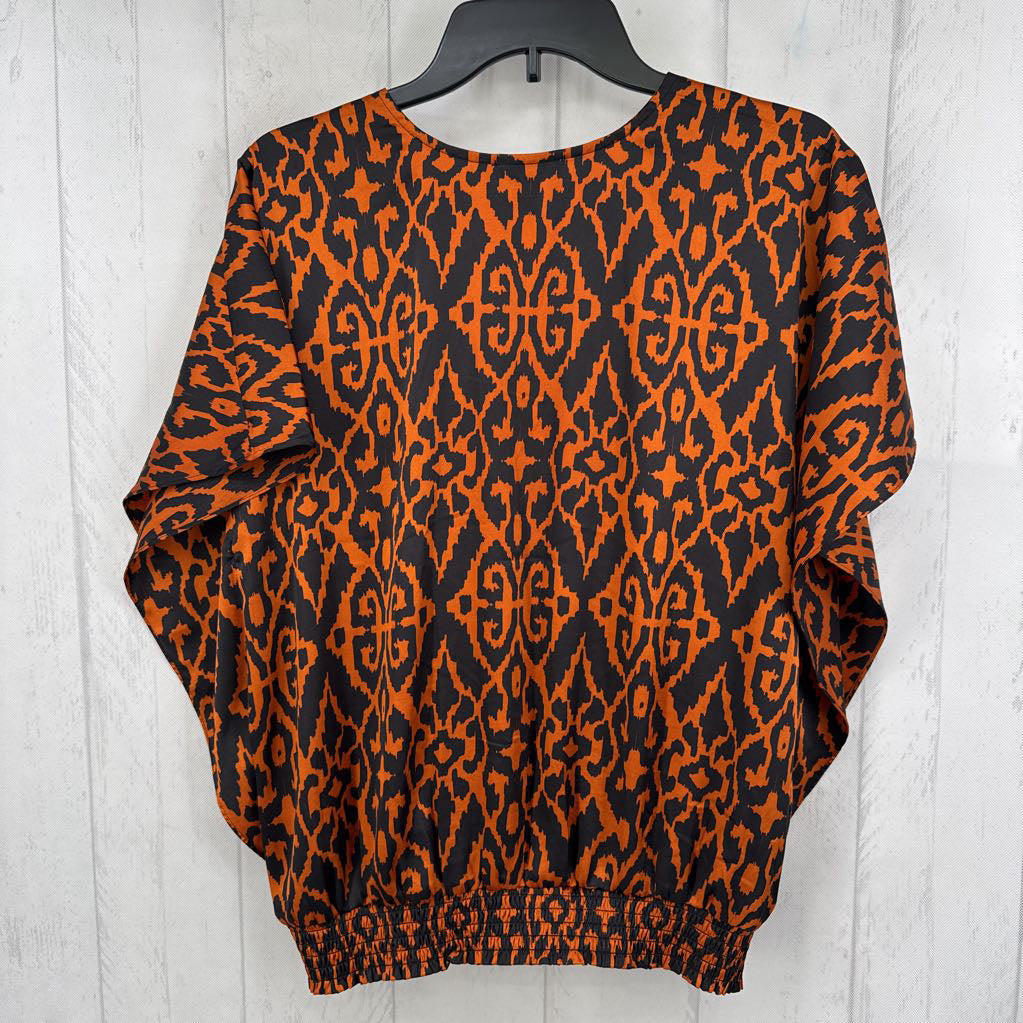 12 printed v-neck drop shoulder top s/s
