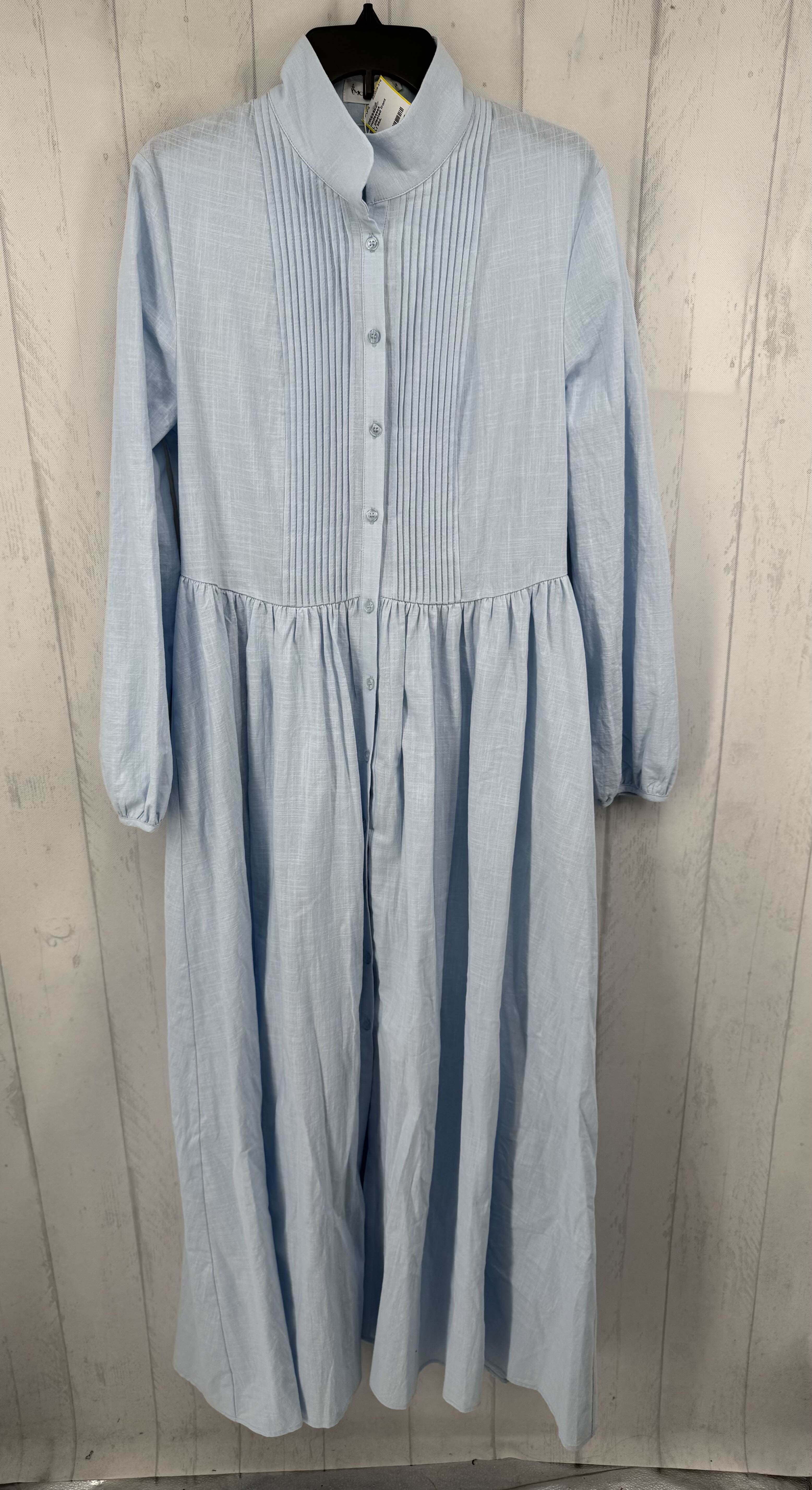 L pleated front button down l/s dress