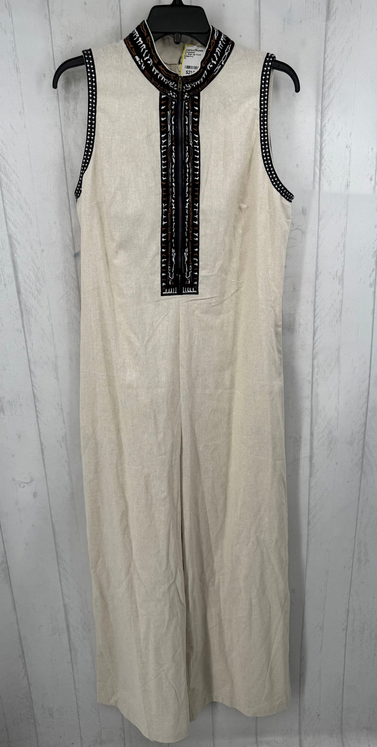XL linen zip front slvls jumpsuit