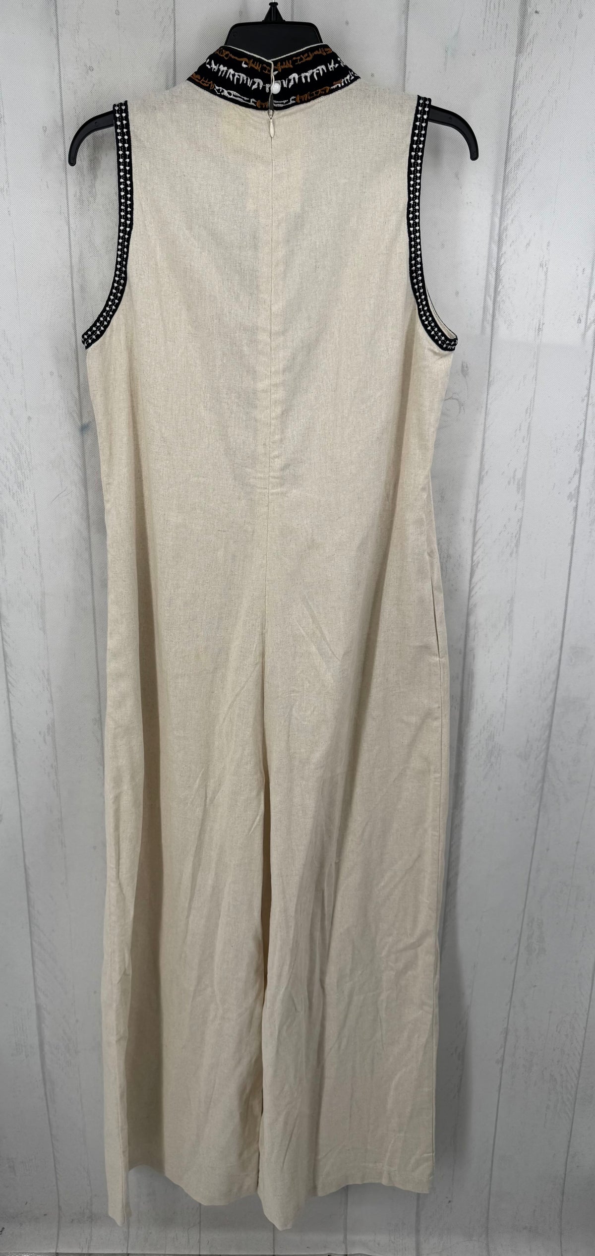 XL linen zip front slvls jumpsuit
