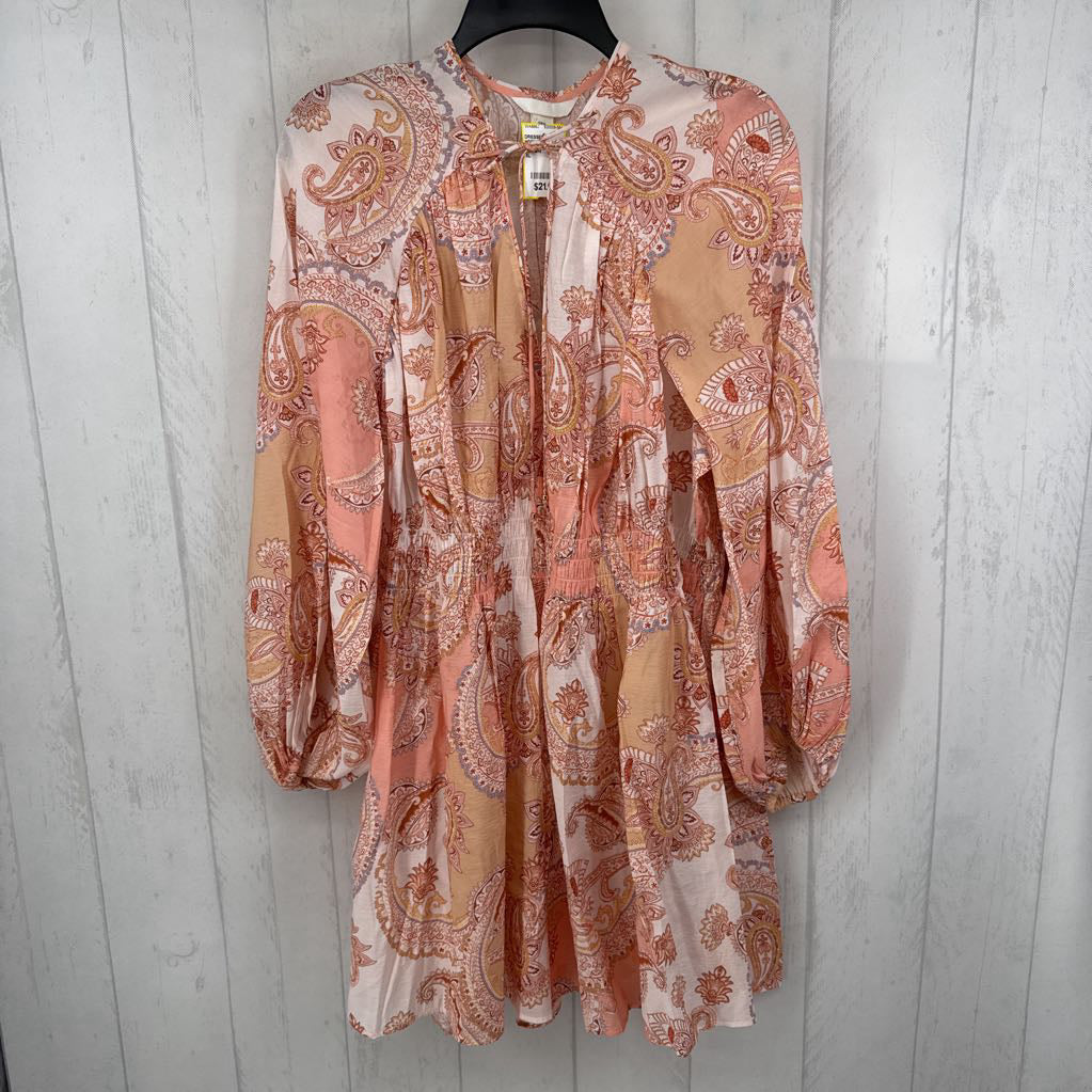 XL paisley print tie-front l/s dress