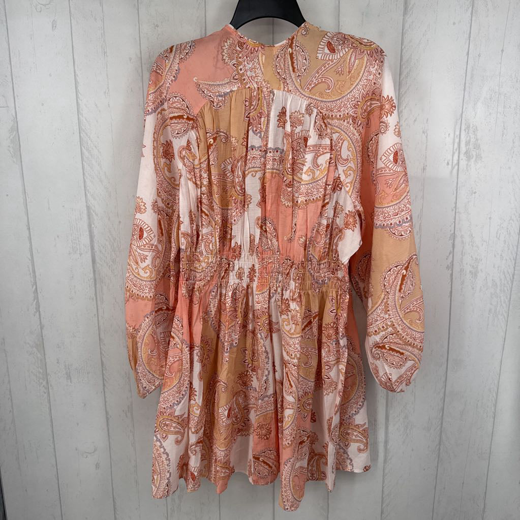 XL paisley print tie-front l/s dress