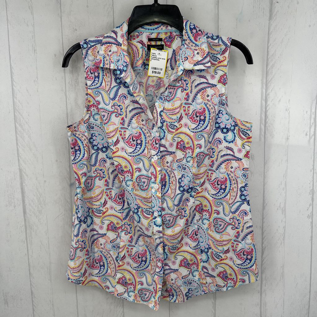 8 paisley print slvls top