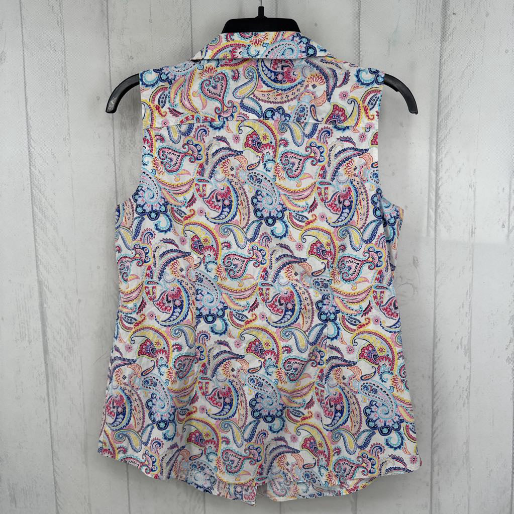 8 paisley print slvls top