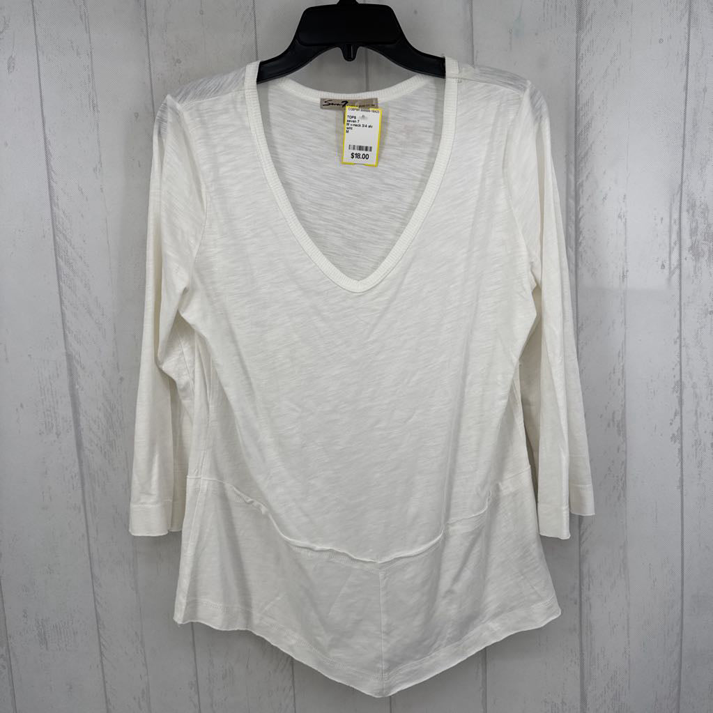 M v-neck 3/4 slv tee
