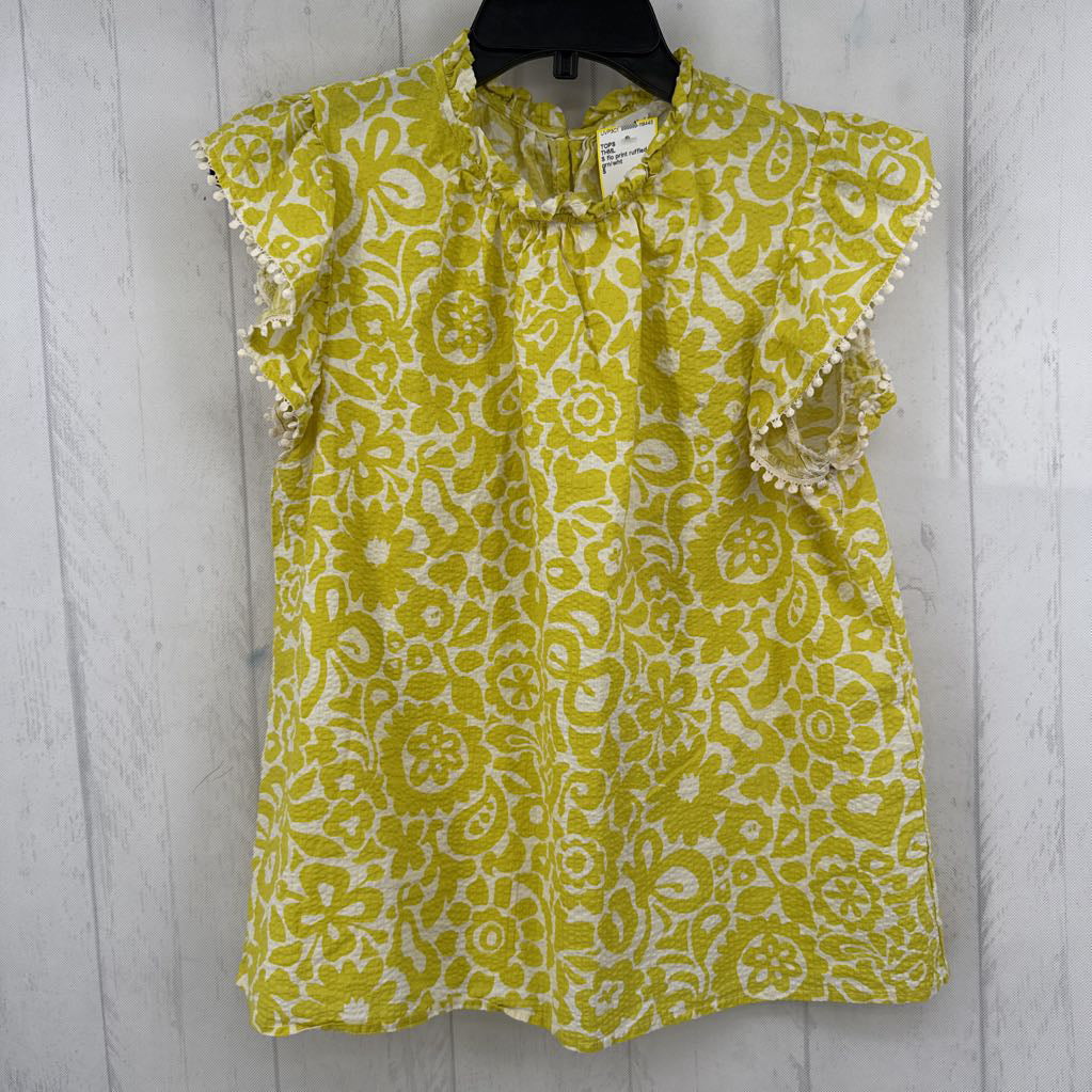 S flo print ruffled slv top