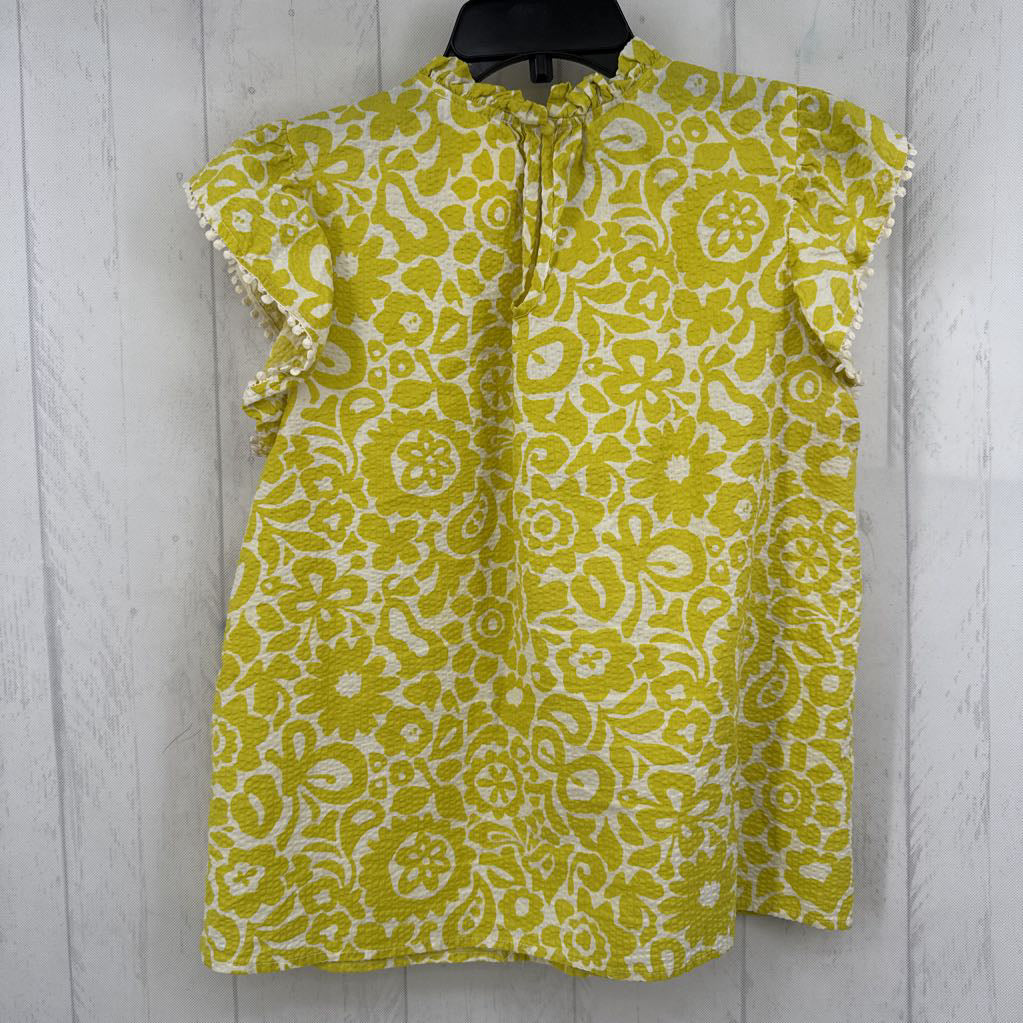 S flo print ruffled slv top