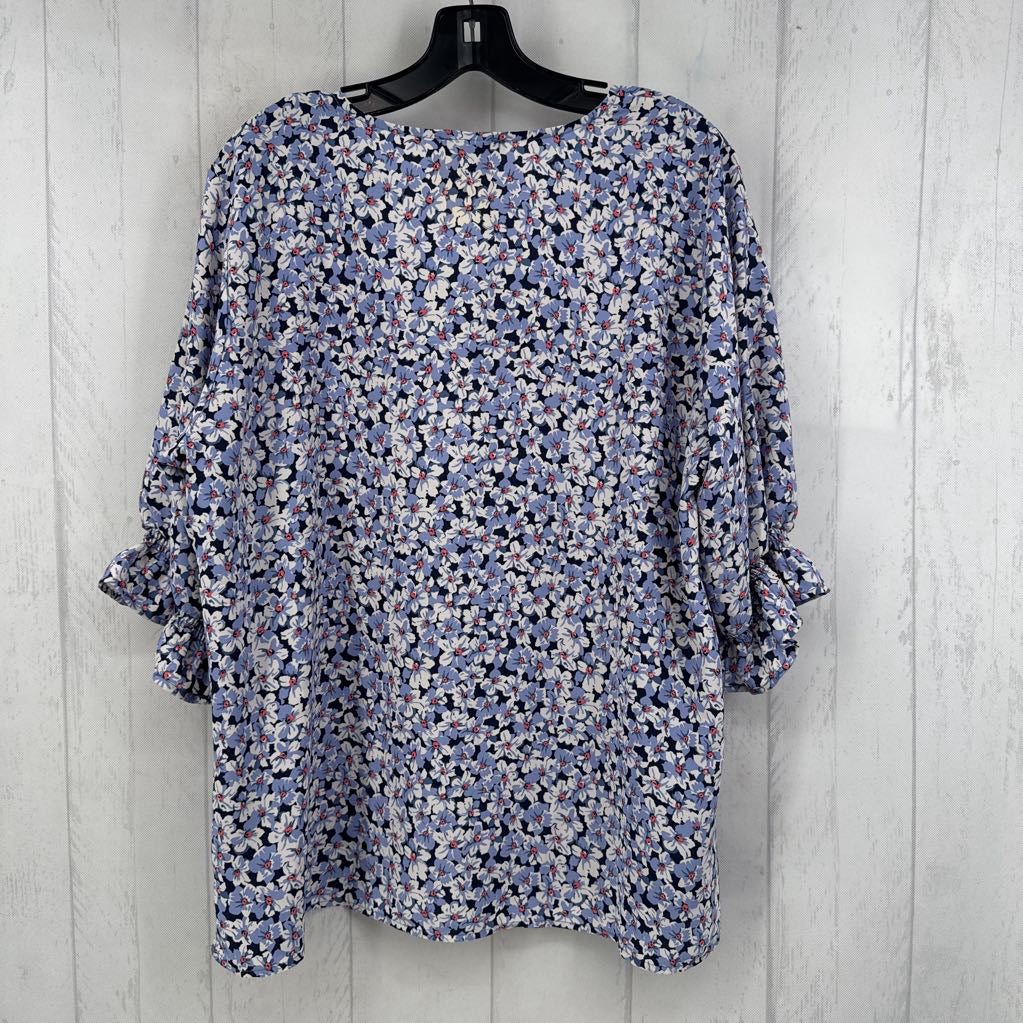 XL ruffle s/s floral top
