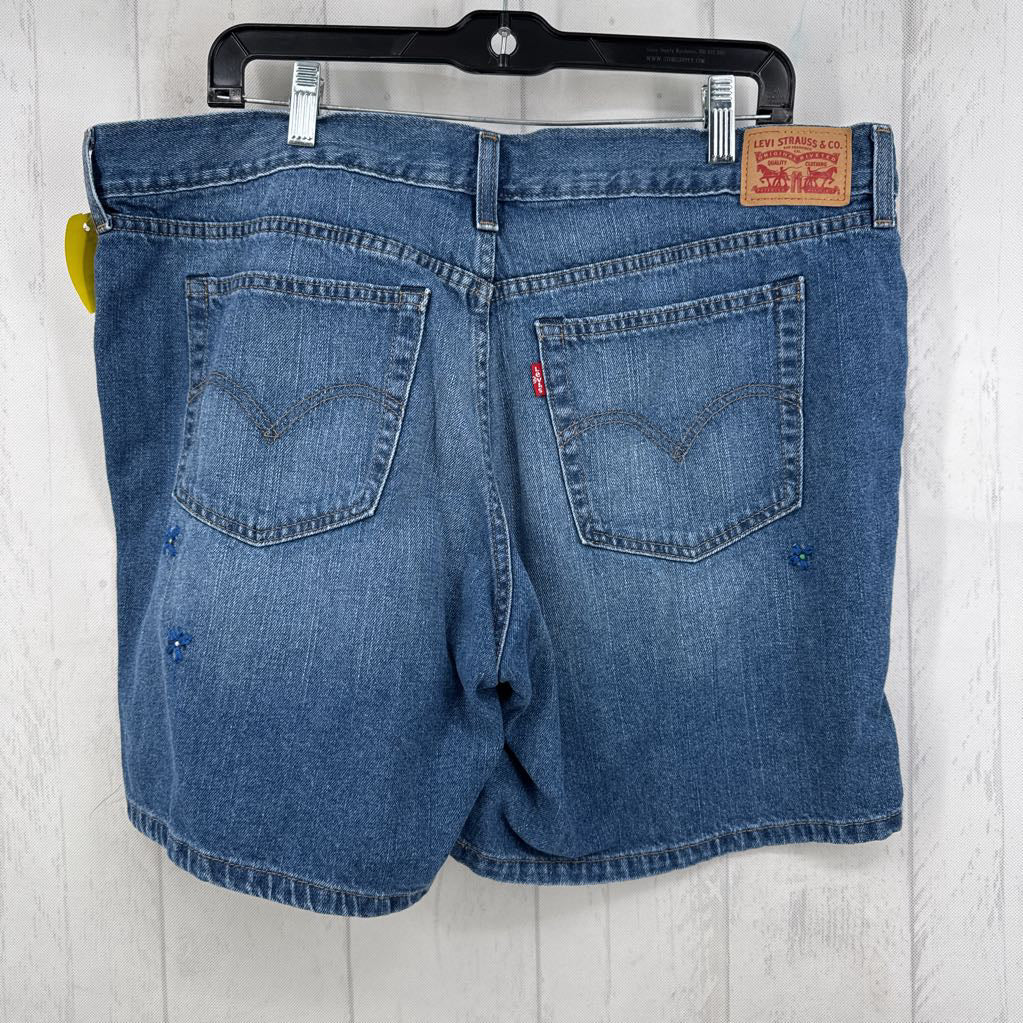 33 flower embroidered jean shorts