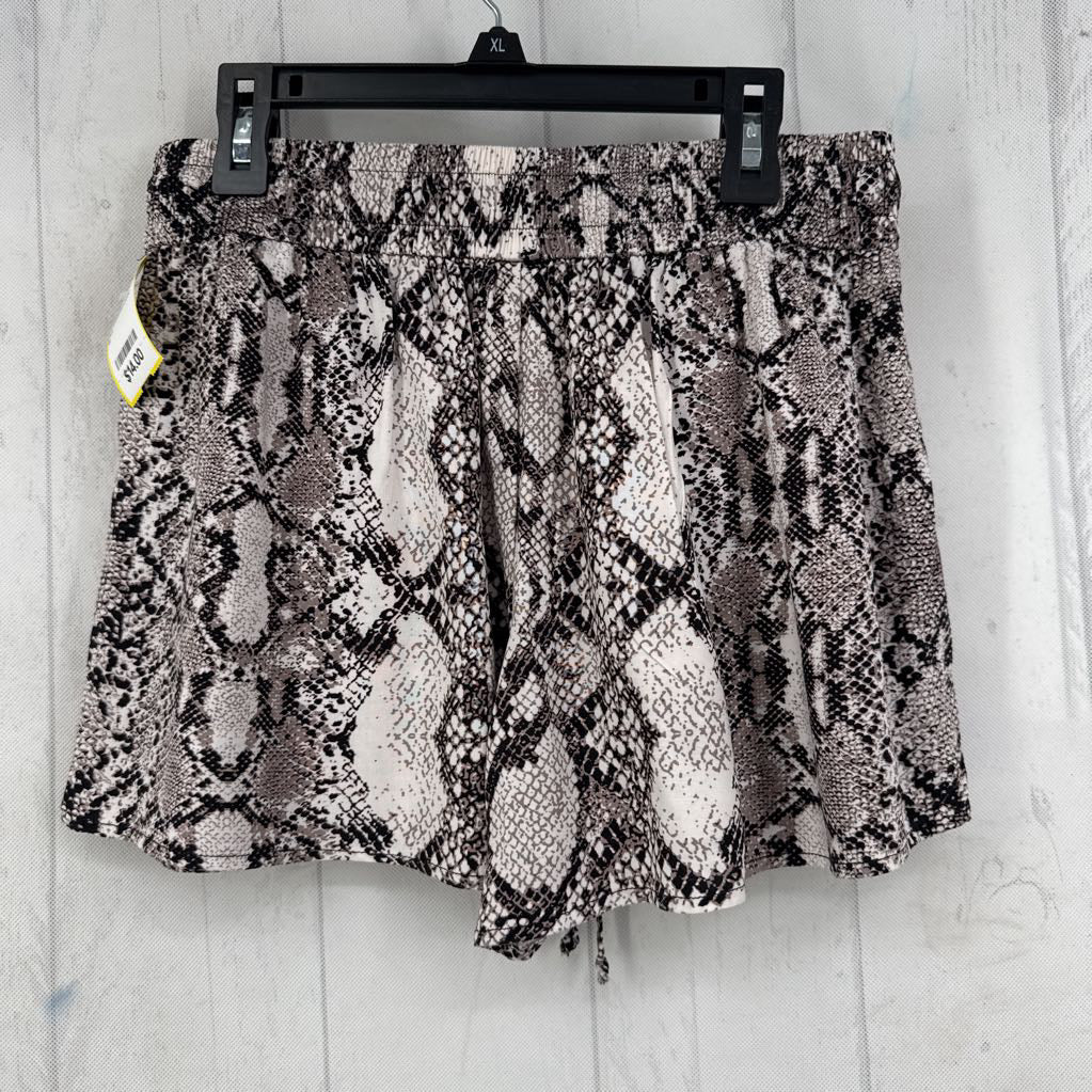 S snakeskin print pull on shorts