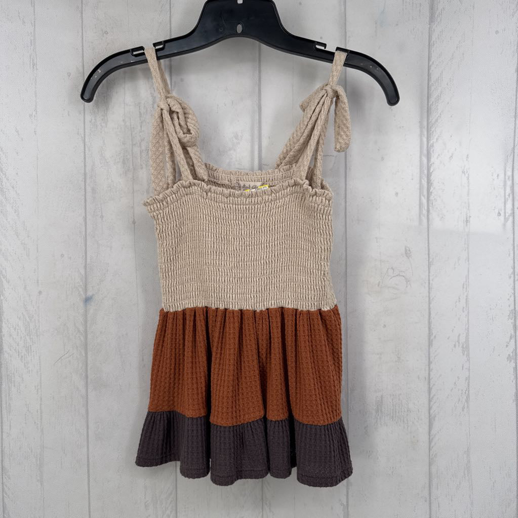 XS tie slv smocked waffle tank