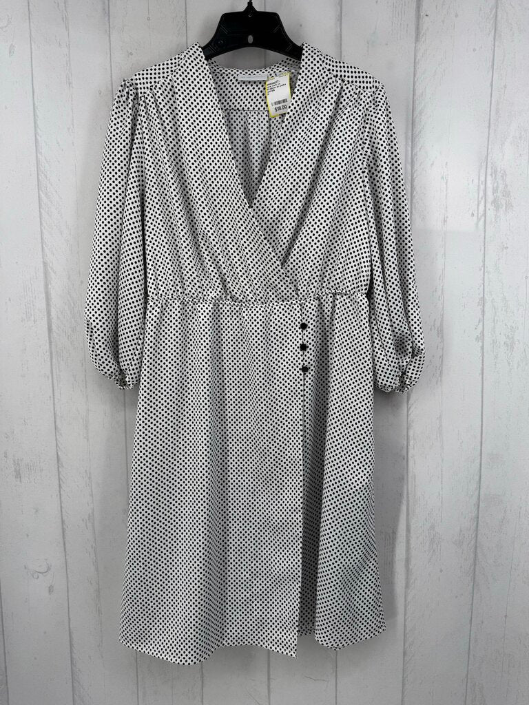 M elbow slv polka dot crossbover dress