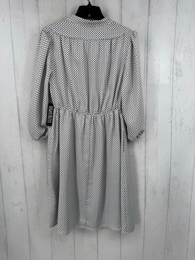 M elbow slv polka dot crossbover dress