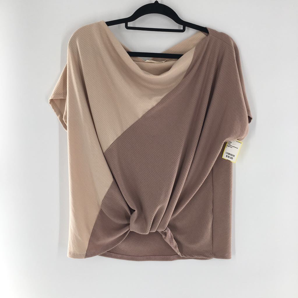 L ribbed gathered s/s top