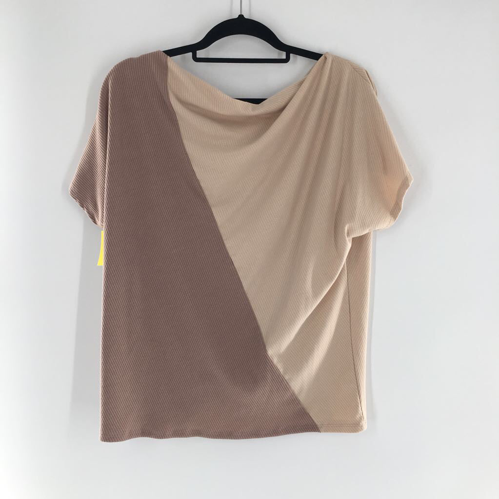 L ribbed gathered s/s top
