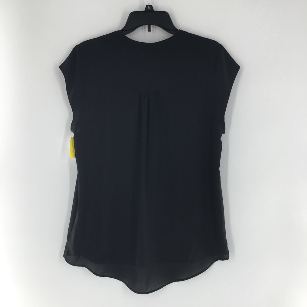 L v-neck cap slv hi-lo top