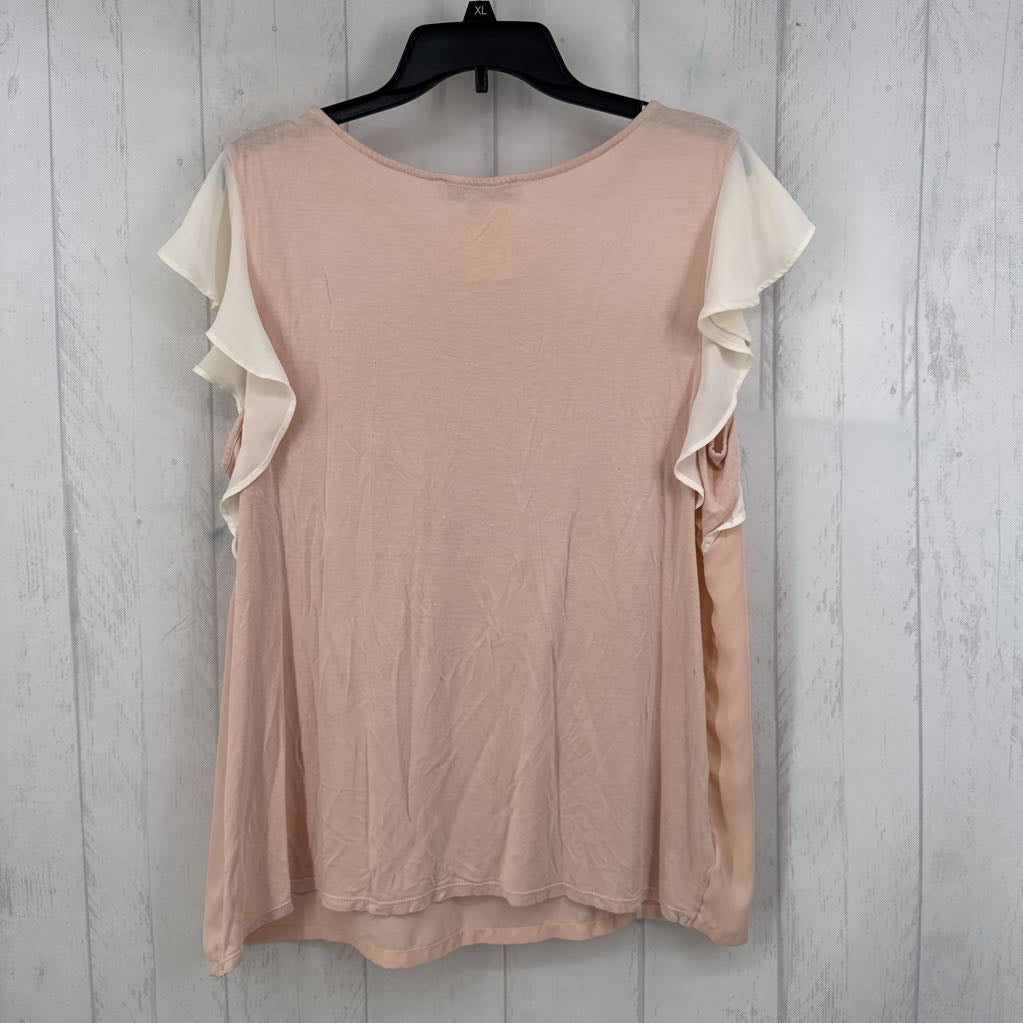 XL ruffle slv lace top