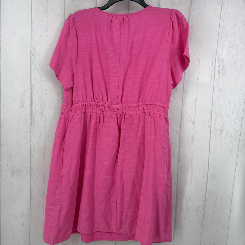 L scoop neck button front s/s dress