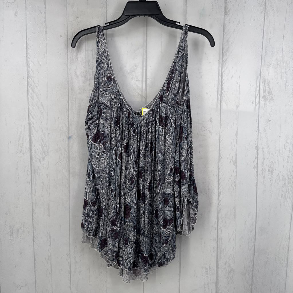 S paisley print cold shoulder top