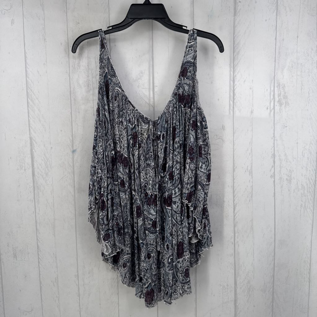 S paisley print cold shoulder top