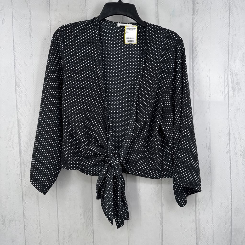 S polka dot tie front cardigan
