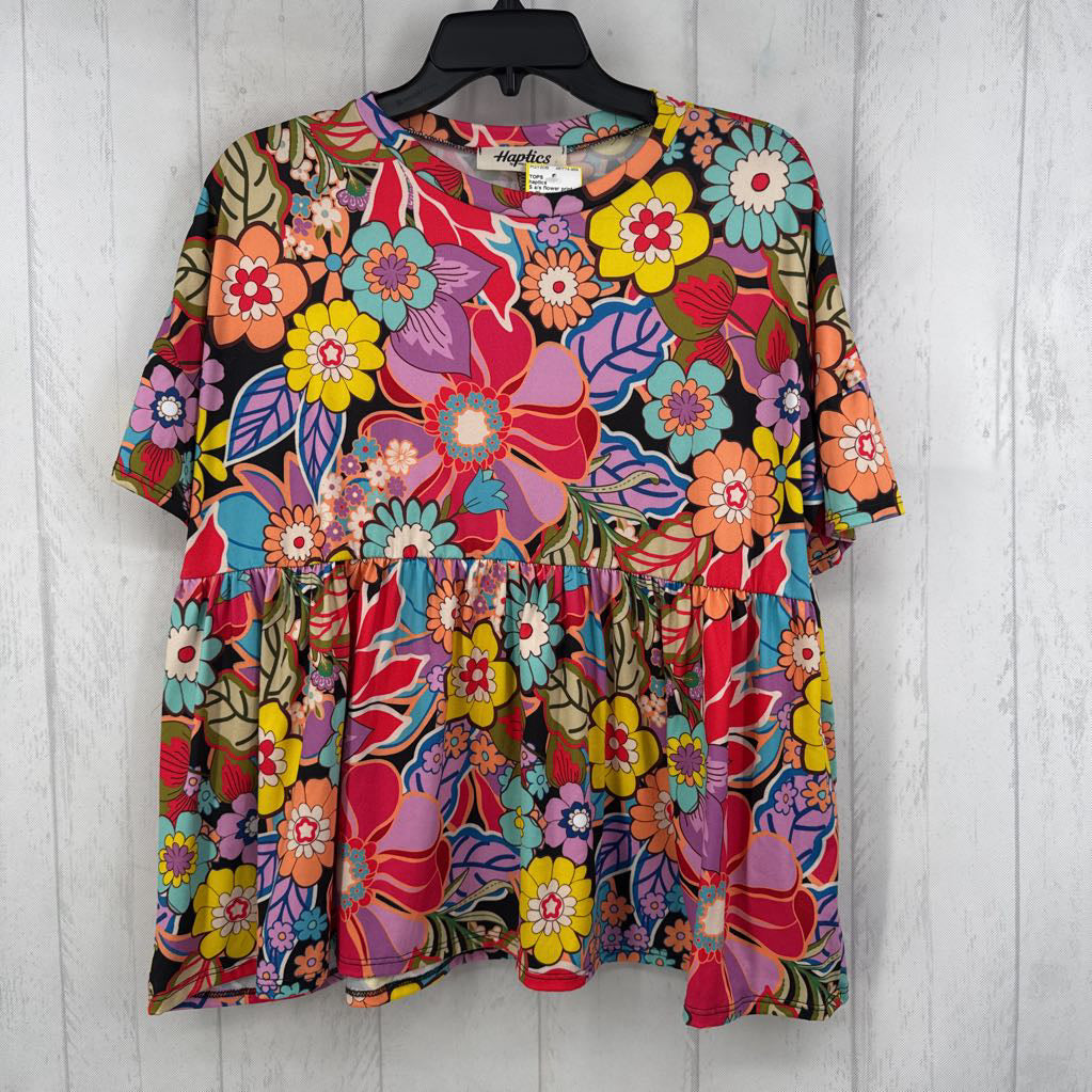 S s/s flower print peplum top