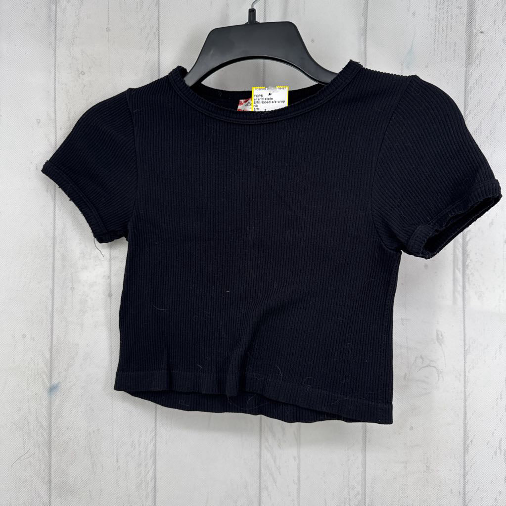 S/M ribbed s/s crop top
