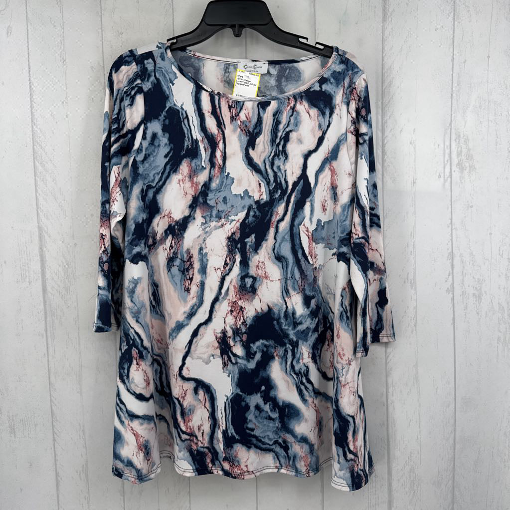L swirl print 3/4 slv top