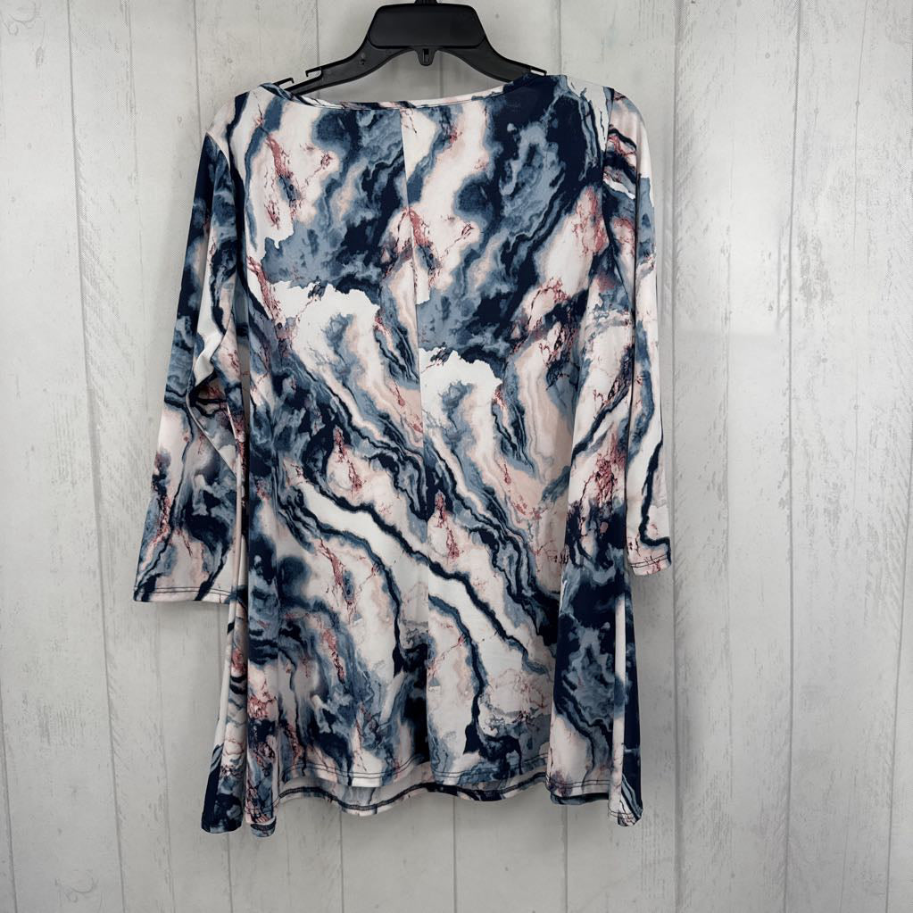 L swirl print 3/4 slv top