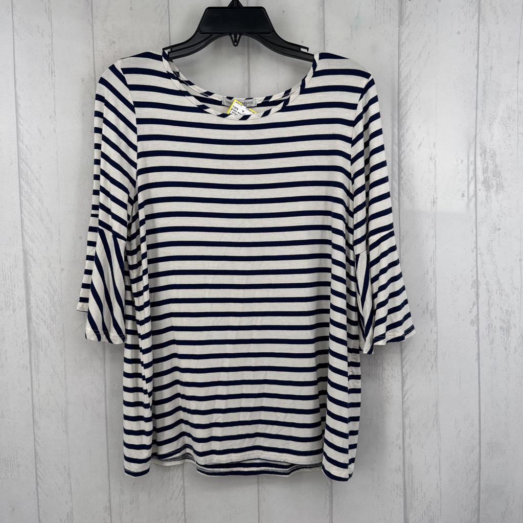 L striped flare slv top