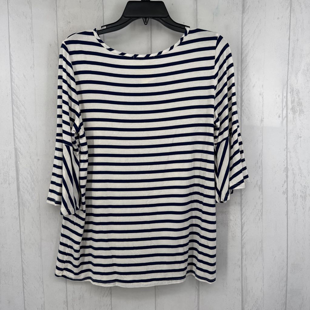 L striped flare slv top