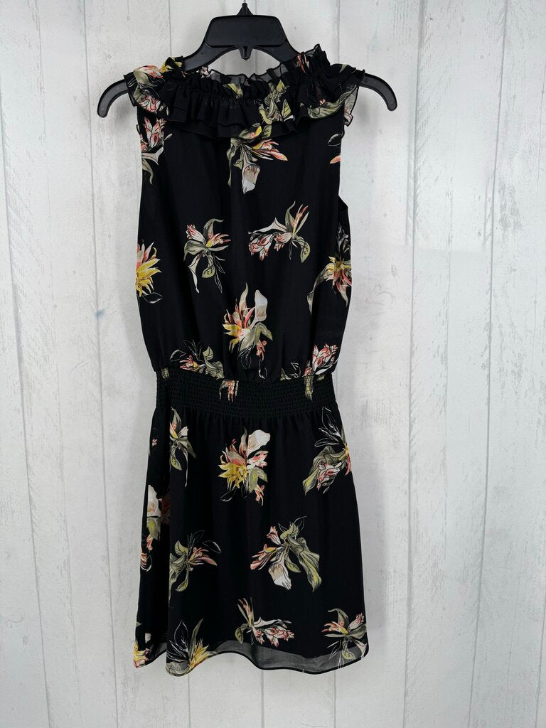 2 flo print v-neck tassel tie slvls dress