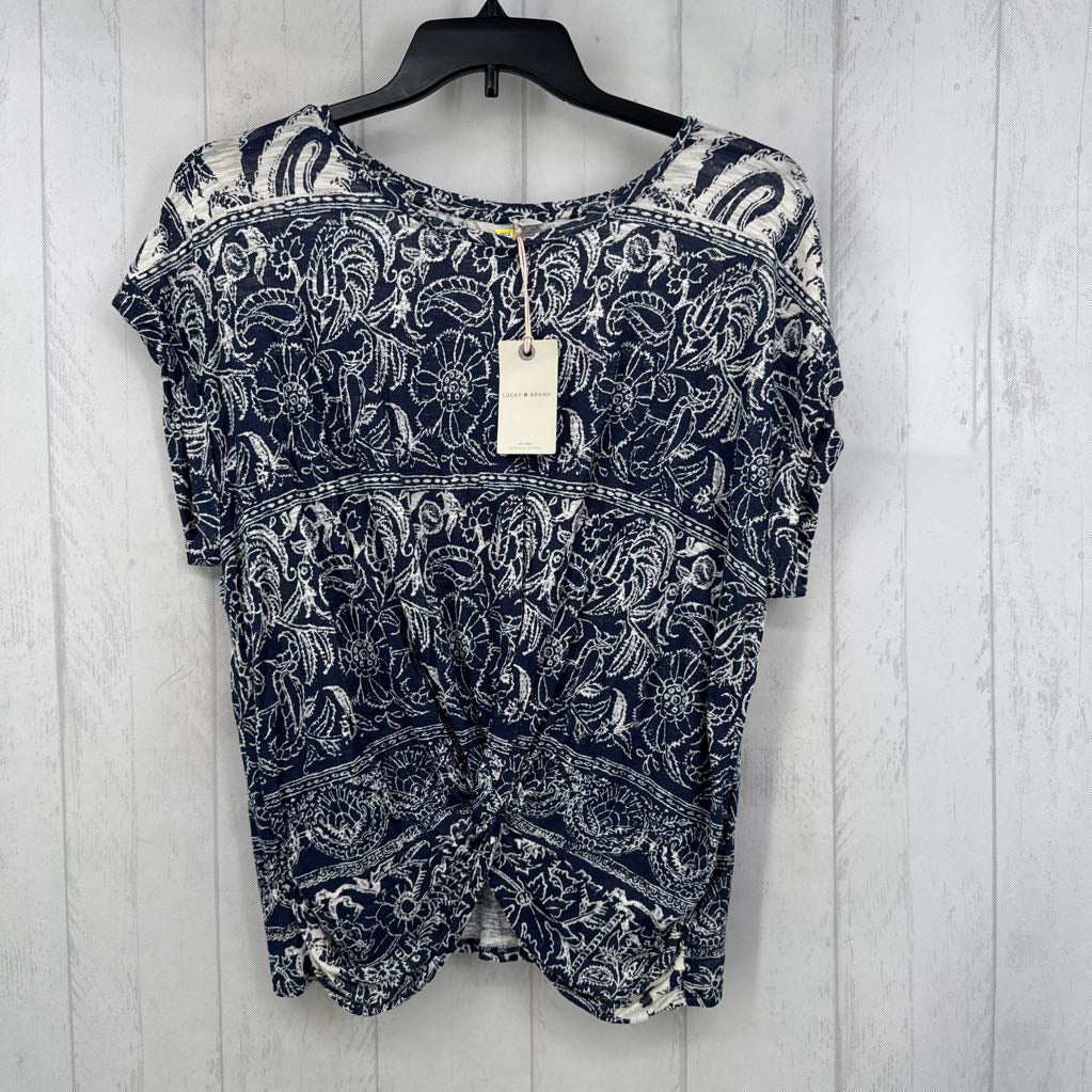 R50 L flo print gathered hem s/s tee