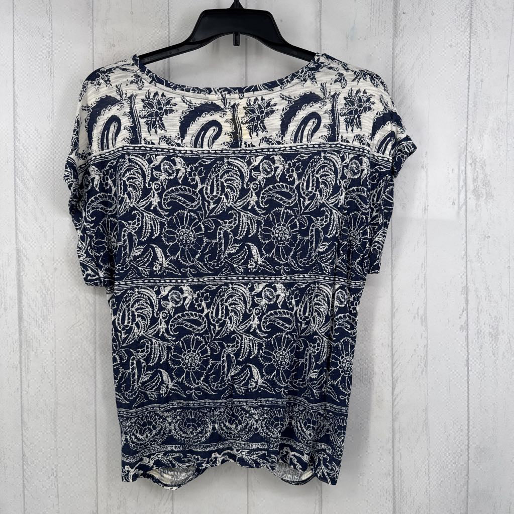 R50 L flo print gathered hem s/s tee