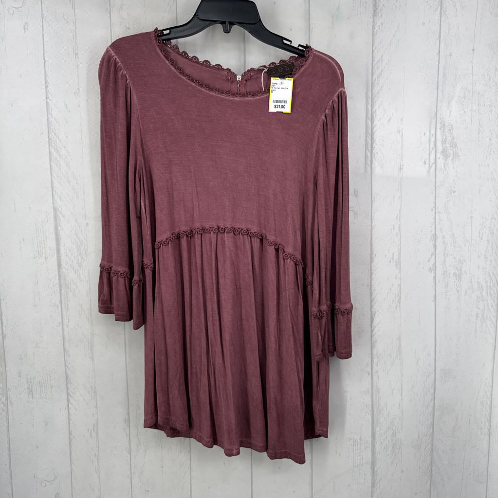 M ric-rac trim 3/4 slv top