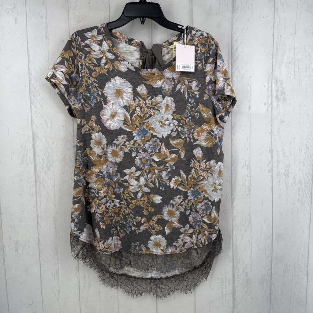 R36 L flo print bow back s/s top