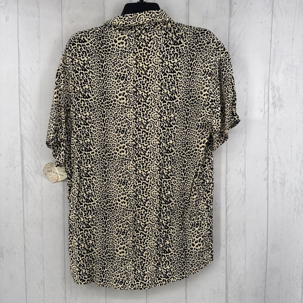 L animal print button down s/s top