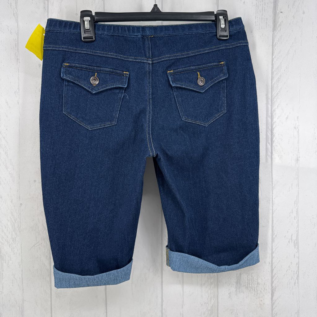 L chambray pull-on shorts